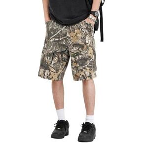 Baggy Y2k Shorts - Camo Jorts with Straight Leg and Cargo Pockets
