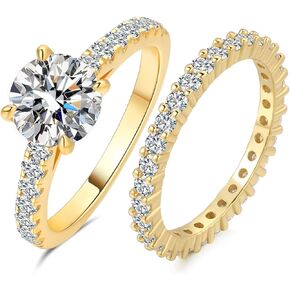 1.5CT مركز Moissanite خطبة قابلة للتكديس خواتم الخلود وعد الخاتم الزفاف 925 مجموعات الحلقات الزفاف الفضية الاسترليني للنساء