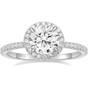 1.5 CT Moissanite Engagement Rings for Women D Color VVS1 Clarity 925 Sterling Silver Vintage Moissanite Round Cut Halo Wedding Promise Band Rings for Her Size 4-10
