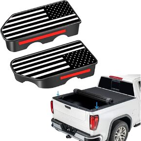 2PCS Bed Rail Stake Coves Coves مناسبة مع Chevy Silverado/GMC Sierra (2019-2024) ، مقابس فتحة شاحنة العلم الأمريكية ، قبعات ثقب سدادات الإكسسوارات الخلفية (أسود)