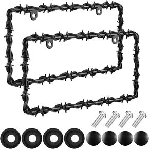 2 Pcs Universal Barbed Wire Design License Plate Frame Personalize Funny Design Compatible with Standard License Plate Frames for USA 2 Holes with Screws for Women Men