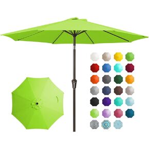 JEAREY 9FT Outdoor Patio Umbrella Outdoor Table Umbrella with Push Button Tilt and Crank, Market Umbrella 8 Sturdy Ribs UV Protection Waterproof for Garden, Deck, Backyard, Pool (Red) in Saudi Arabia