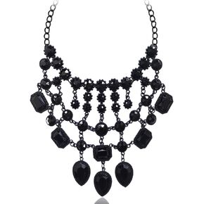 Chunky Statement Necklace Costume Jewelry for Women Prom - Sparkling Rhinestone Collar Bold Bib with Acrylic Crystals,Graduation Gifts