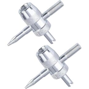 2 Pcs 4-Way Valve Core Tool Tire Valve Tools,4-in-1 Tyre Valve Removal Tool Tire Valve Stem Tool Valve Core Puller Valve Stem Removal Tool for Bicycle, Car, Bike, and Automobile Tires