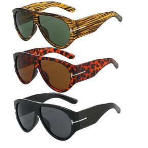 3-Pack Oversized Aviator Sunglasses, Retro Frame UV400 Protection Unisex (Women & Men) Bulk Party Accessories