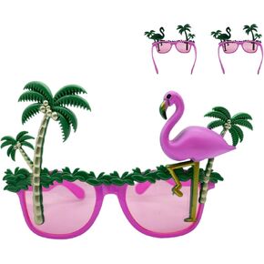 2 Pieces Hawaiian Party Glasses Flamingo Party Eyeglasses Hawaiian Party Sunglasses, Hawaiian Party Eyewear for Fancy Dress