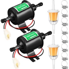 2 PCS مجموعة مضخة الوقود الكهربائية 12 فولت انخفاض الضغط 4-7 PSI مضخة ديزل غاز مضمن مع 2 مرشح الوقود و 8 خرطوم المكربن ​​المكرب