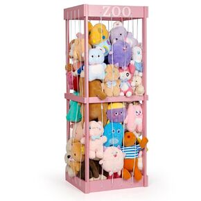 Trycooling الحيوانات المحشوة حديقة الحيوان تخزين الحيوانات المحشوة الخشب Plushie تخزين الحيوانات المحشوة حديقة الحيوان تخزين قفص مع نمط حديقة الحيوان شريط مطاطي لغرفة نوم غرفة اللعب الحضانة