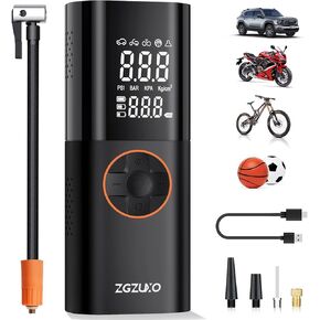 Tire Inflator Portable Air Compressor - 150PSI Fast Cordless Air Pump for Car Tires, Rechargeable Bike Tire Pump with Digital Pressure Gauge, LED Light for Cars, Bicycles, Balls and More