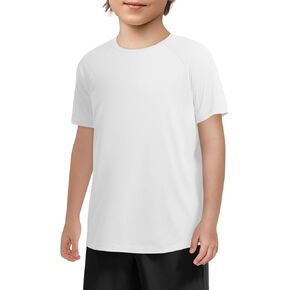Haloumoning Boys Short Sleeve Athletic T-Shirts Kids Basic Quick Dry Lightweight Performance Tees 5-14 Years