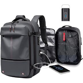 VACPACK مع حقيبة هوائية قابلة للفصل ، سفر حقائب الظهر 60 لتر مع ميناء شحن USB ومضخة ، تحمل حقائب الظهر مع ضغط الفراغ ، مناسب للرحلة القصيرة والأعمال التجارية