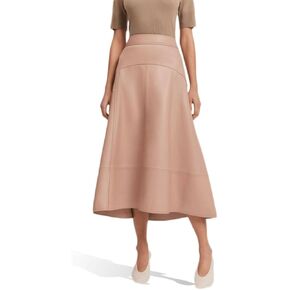 Jild Real Lambskin Leather Skirts for Women High Waist Classical Mid Length Going Out Skirt with Stylish Patchwork