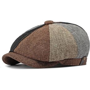 Newsboy Cap for Men 8 Panel Vintage Cabbie News Flat Gatsby Mens Hats Adjustable Linen Mens Hats