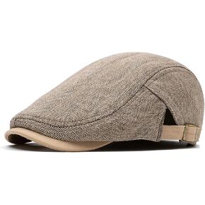 Meioro Men Cotton Flat Flat Cap Herringbone Tweed Newsboy Hat القبعة الصوف القابلة للتعديل قبعات Gatsby Cabbie Ivy Caps
