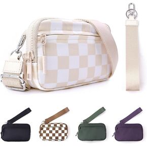محفظة معصم مزدوجة Ibee للنساء RFID حظر محفظة Crossbody مع نافذة معرف معرف كبير المعصم نايلون