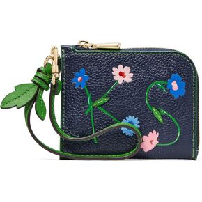 kate spade new york IN THE Garden Embossed Pebbled Leather Coin Card case Wristlet, Parisian Navy Multi