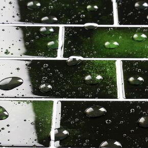Livelynine 16-pcs Green Backsplash Peel and Stick Subway Tile 12x12 Renter Friendly Tile Stickers Emerald Back Splash Stick on Tiles for Kitchen Self Adhesive Waterproof Wall Tiles Bathroom Shower