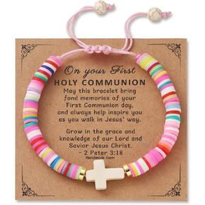 Korotho First Communion Confirmation Baptism Gifts for Girls Boys, Cross Bracelets for Her Him Christian Religious Gift Christening Communion Jewelry Favor for Goddaughter Daughter Son