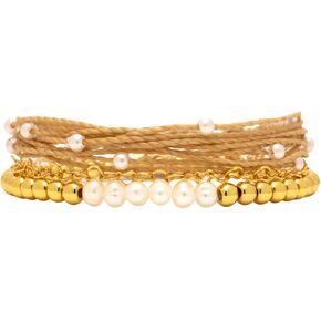 Pura Vida Bracelets Pack Beavely Pearl Style Pack - مكدس سوار Boho المكون من 3 قطع