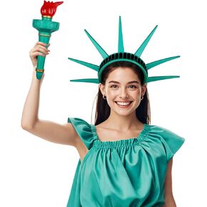 Statue of Liberty Crown and Torch,Statue of Liberty Costume Accessories for Adult Independence Day Cosplay