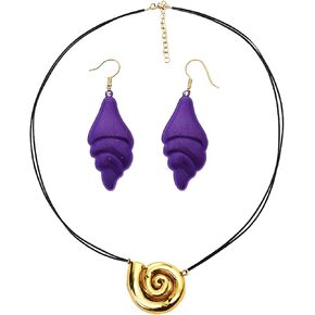 Aicos Conch Shell Earrings Seashell Necklace for Women Sea Witch Cosplay Accessories for Halloween Costume Party