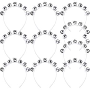 10Pcs 70s Retro Mirror Silver Head Boppers Disco Costume Headpiece and Accessories for Woman Party