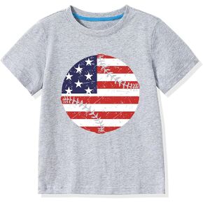Kid 4th of July T-Shirts Boys Girls American Flag Shirt Patriotic Top Short Sleeve Tees 4-12 Years