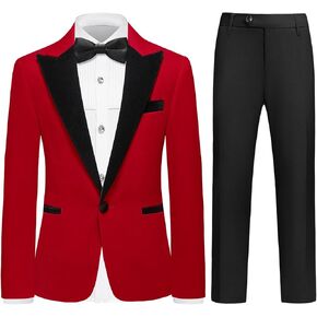 Rogers & Morris Boys Velvet Tuxedo Suit Slim Fit Size 14 Kids 5 Piece Suit Set Peak Lapel Tuxedo Jacket White Shirt Black Pants