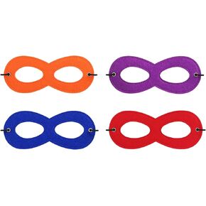 4PC Halloween Costume Eye Mask with Elastic Rope Hero Felt Mask Masquerade Party Dress up Accessories