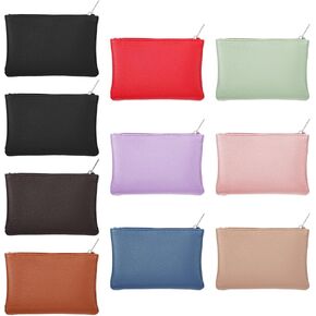 10 Pcs Coin Purse Portable PU Leather Coin Purse Pouch Mini Card Holder Wallet with Zipper Small Change Bag for Women Men Credit Card Folded Bills ID Key Headset Lipstick