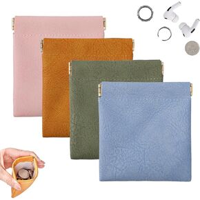 4pcs Small Coin Pouches, Ring Holders, PU Leather Travel Bags for Rings, Coins, Earphones, Lipstick – Mini Organizer for Fitness and Women’s Accessories, Great Gift