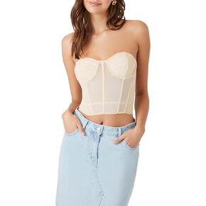 Forever 21 womens Mesh Bustier Crop Top