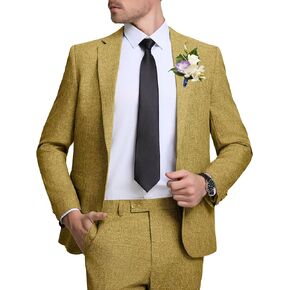Men Casual Suits Classic Fit 2 Piece Suit One Button Lightweight Blazer Jacket Pants Set for Business Prom Wedding
