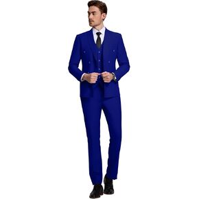 Mens Slim Fit Suit Formal 3 Piece Suit Set Double Breasted Suit Men Wedding Prom Tuxedo Blazer Jacket Vest Pants Set