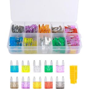 120pcs Fuse Kit ، 2a 3a 5a 7.5a 10a 15a 20a 25a 30a 35a 35a ، صمامات إكسسوارات السيارات ، مجموعة متنوعة من الصمامات مع مقطع ، مجموعة أوتوموتيف مصغرة ، مناسبة للسيارات ، شاحنات ، قوارب ، RVS