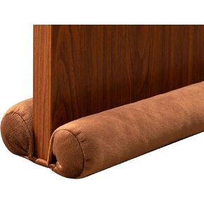 Twin Darft Stoppers for Bottom of Door Under Door Seal Door Sweep Door Soundproofing/Windproofing/Dustproofing, Gap 1.5 Inch, Adjustable Size 32-36 Inch (Brown Deep)