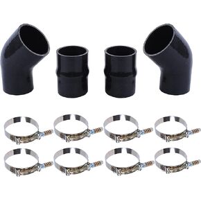 6.6L Silicone Intercooler Boot Kit مع المشابك متوافقة مع GMC 6.6L Duramax Lly 2004-2005 - Black