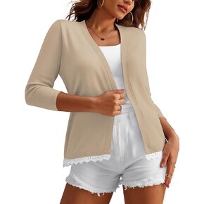 يتجاهل Redhotype Women's Lightweight 3/4 Sleeve Open Front Cardigan Subtigan for Women
