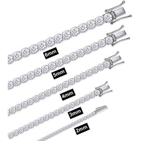Round Cut Lab Created Moissanite Diamond Tennis Bracelet Jewelry For Men Women In 14K White Gold Plated 925 Sterling Silver VVS1 Clarity 2.00 Ct To 26.25Ct, 2MM To 6MM Width, 6.5" To 8"