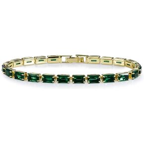 Elegant Green Tennis Bracelet for Women - Emerald Jewelry Piece, Green Cubic Zirconia Bracelet for Timeless Style