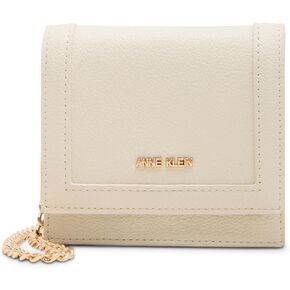 Anne Klein Womens Mini Wallet with Detachable Mini Chain Strap, Parchment