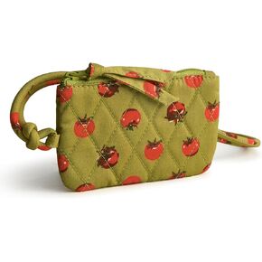 Vera Bradley Cotton Zip Card Pouch Lanyard, Tiny Tomatoes Palm