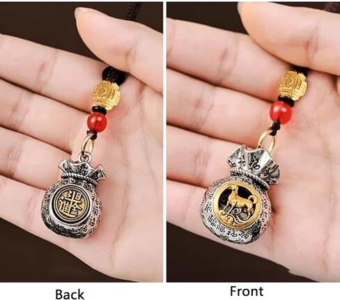 LIU JUN Twelve Zodiac God of Wealth Bag, Vintage Rotatable Money and Lucky Signs Pendant Key Chain Feng Shui Charm Gift Jewelry in Saudi Arabia