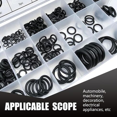 300 PCS Automobile Sealing Ring, Repair Kit O-Ring, Rubber High Pressure Gasket, Universal for Most Cars (Black) in Saudi Arabia