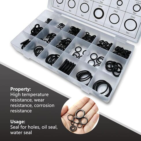300 PCS Automobile Sealing Ring, Repair Kit O-Ring, Rubber High Pressure Gasket, Universal for Most Cars (Black) in Saudi Arabia