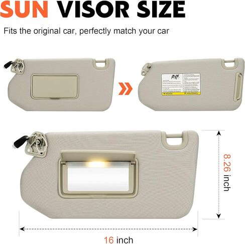 Beige Driver Left Side Sun Visor Replacement Compatible with Nissan Pathfinder 2013-2018, Infiniti QX60 2014-2017, Infiniti JX35 2013 Replace 96401-9PB0A in Kuwait