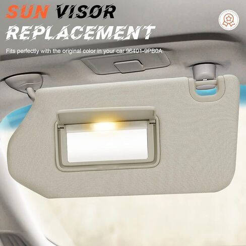 Beige Driver Left Side Sun Visor Replacement Compatible with Nissan Pathfinder 2013-2018, Infiniti QX60 2014-2017, Infiniti JX35 2013 Replace 96401-9PB0A in Kuwait