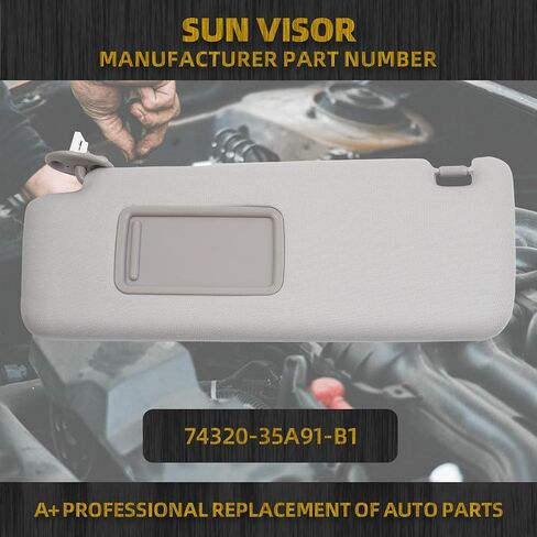 Dasbecan Front Left Driver Side Sun Visor with Vanity Light Compatible with Toyota 4Runner 2010-2023 Replaces# 74320-35A91-B1 (Gray) in Saudi Arabia