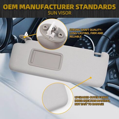Dasbecan Front Left Driver Side Sun Visor with Vanity Light Compatible with Toyota 4Runner 2010-2023 Replaces# 74320-35A91-B1 (Gray) in Saudi Arabia
