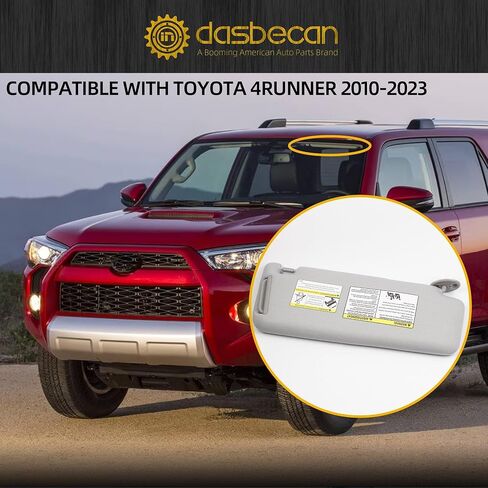 Dasbecan Front Left Driver Side Sun Visor with Vanity Light Compatible with Toyota 4Runner 2010-2023 Replaces# 74320-35A91-B1 (Gray) in Saudi Arabia